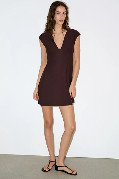 CREPE V-NECK DRESS