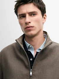 Short reversible linen blend jacket
