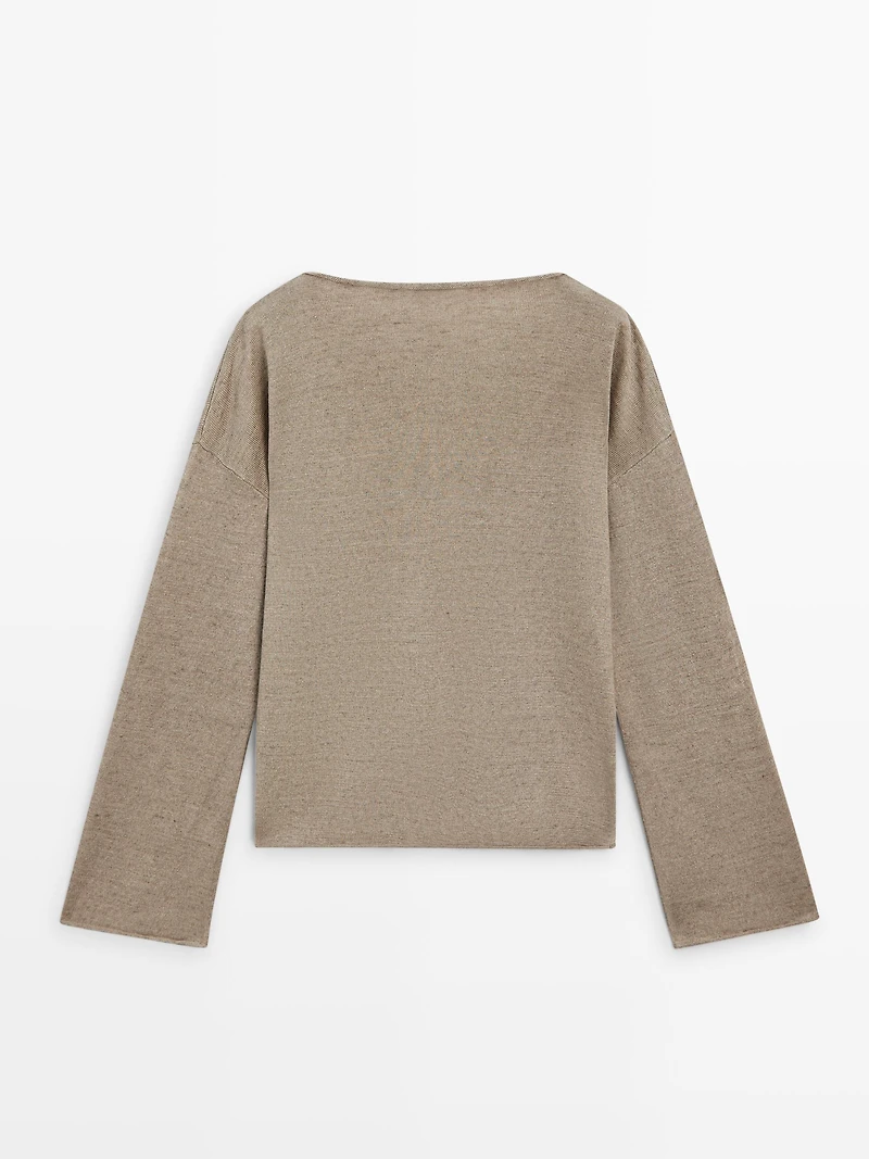 100% linen knit boat neck sweater