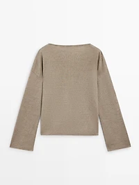 100% linen knit boat neck sweater