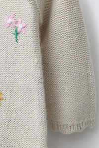 EMBROIDERED FLORAL KNIT JUMPSUIT