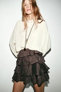 RUFFLED SEQUIN MINI SKIRT