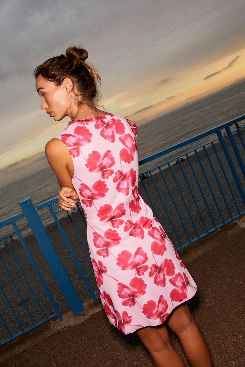 JACQUARD FLORAL KNIT MINI DRESS