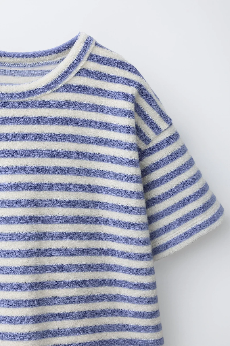 STRIPED TERRY CLOTH T-SHIRT AND BERMUDA SET