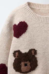 BEAR AND HEART KNIT SWEATER