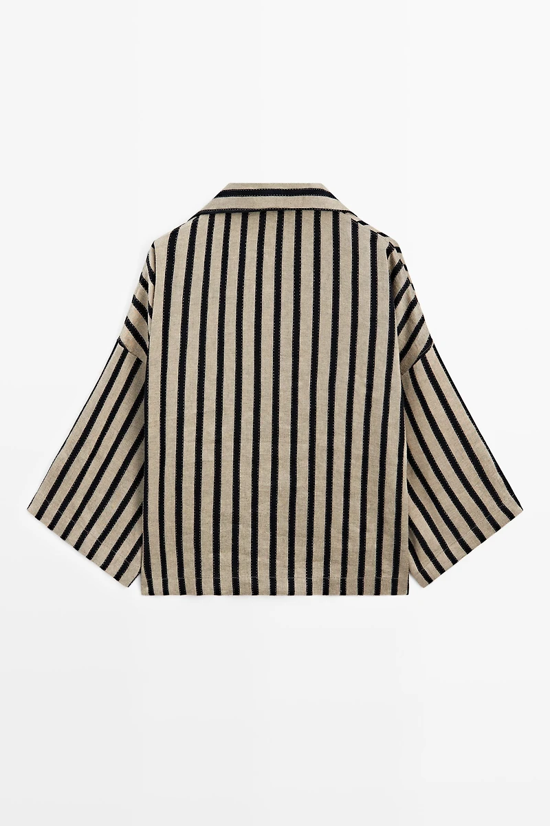 Blousier oversize à rayures en lin mélangé