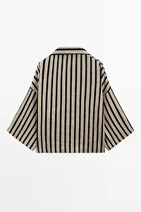 Blousier oversize à rayures en lin mélangé