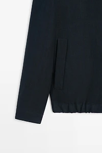 100% linen banded collar jacket