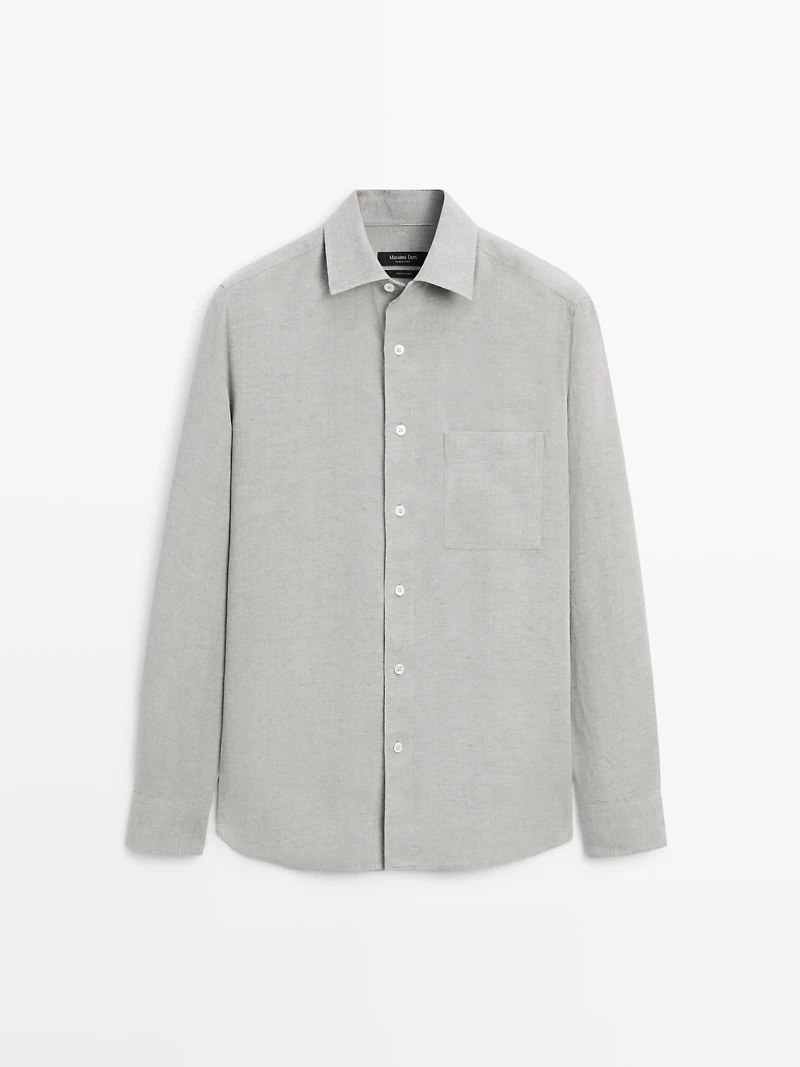 Chemise regular fit à poche 100 % lin