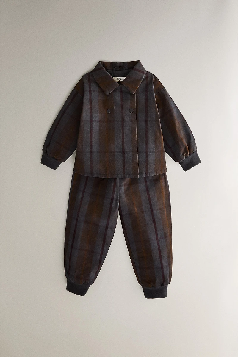 CHILDREN'S TARTAN CHECK DUNGAREES