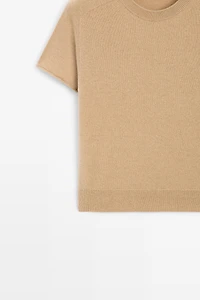 100% cashmere short sleeve knit sweater