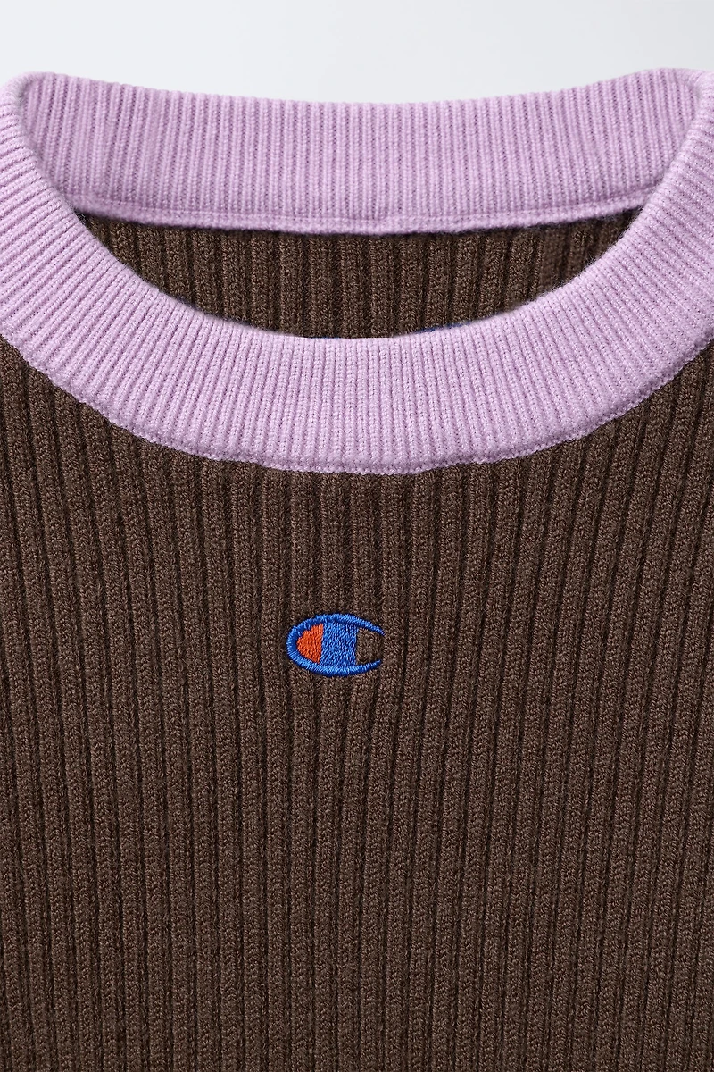 CHAMPION ® X ZARA CONTRAST COLLAR RIBBED SWEATER