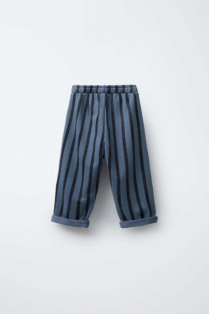 PANTALON EN MOLLETON BAGGY À RAYURES