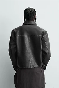 WASHED FAUX LEATHER JACKET