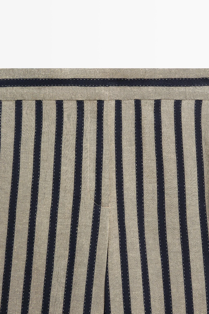 Striped wide-leg linen blend pants