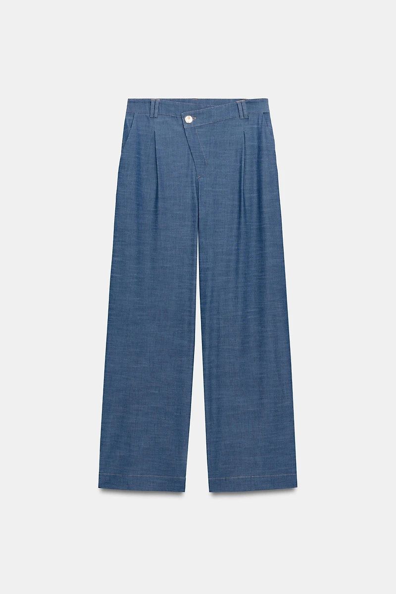 CROSSOVER WAIST WIDE LEG PANTS
