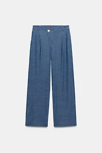 CROSSOVER WAIST WIDE LEG PANTS
