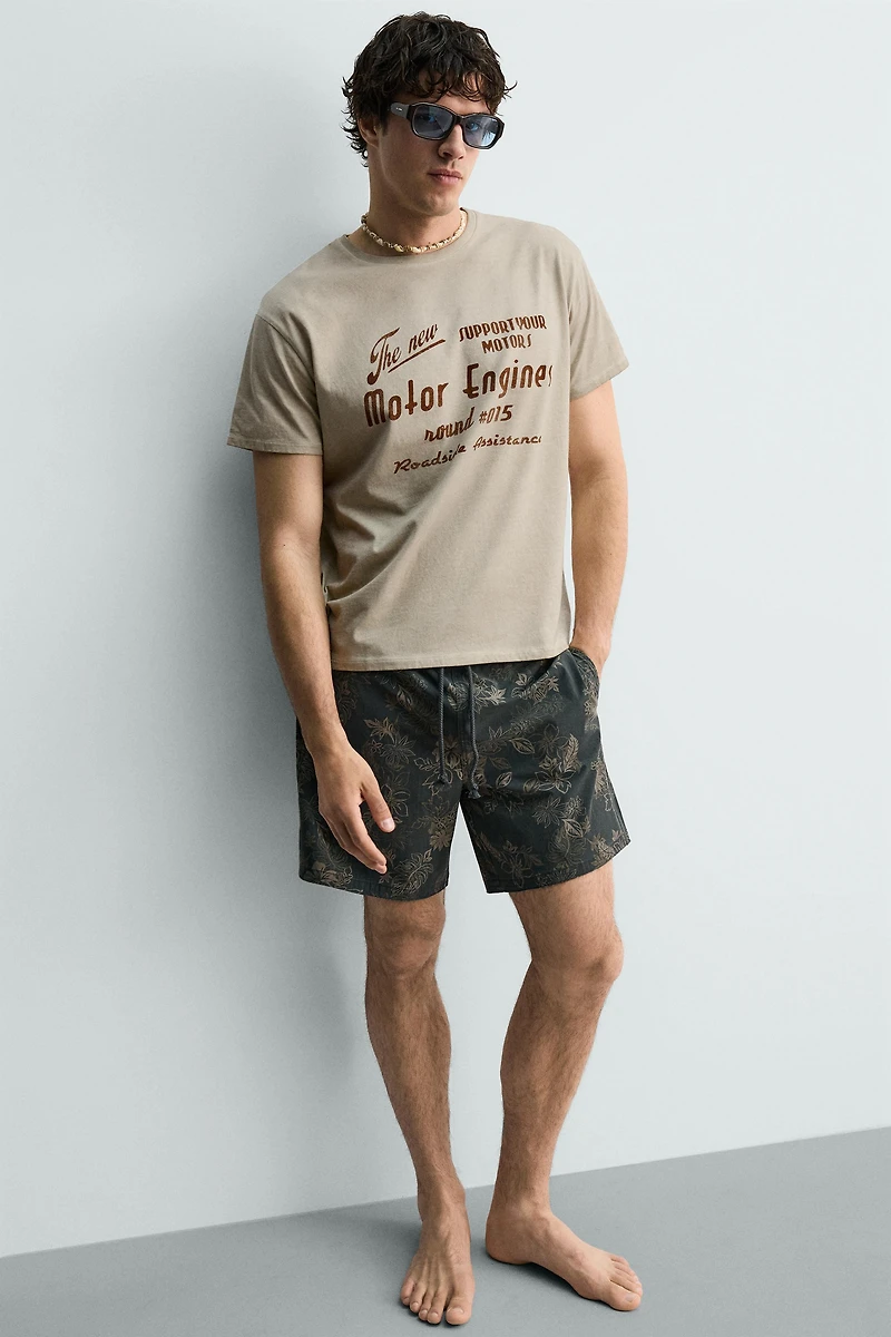 VINTAGE EFFECT TEXT PRINT T-SHIRT