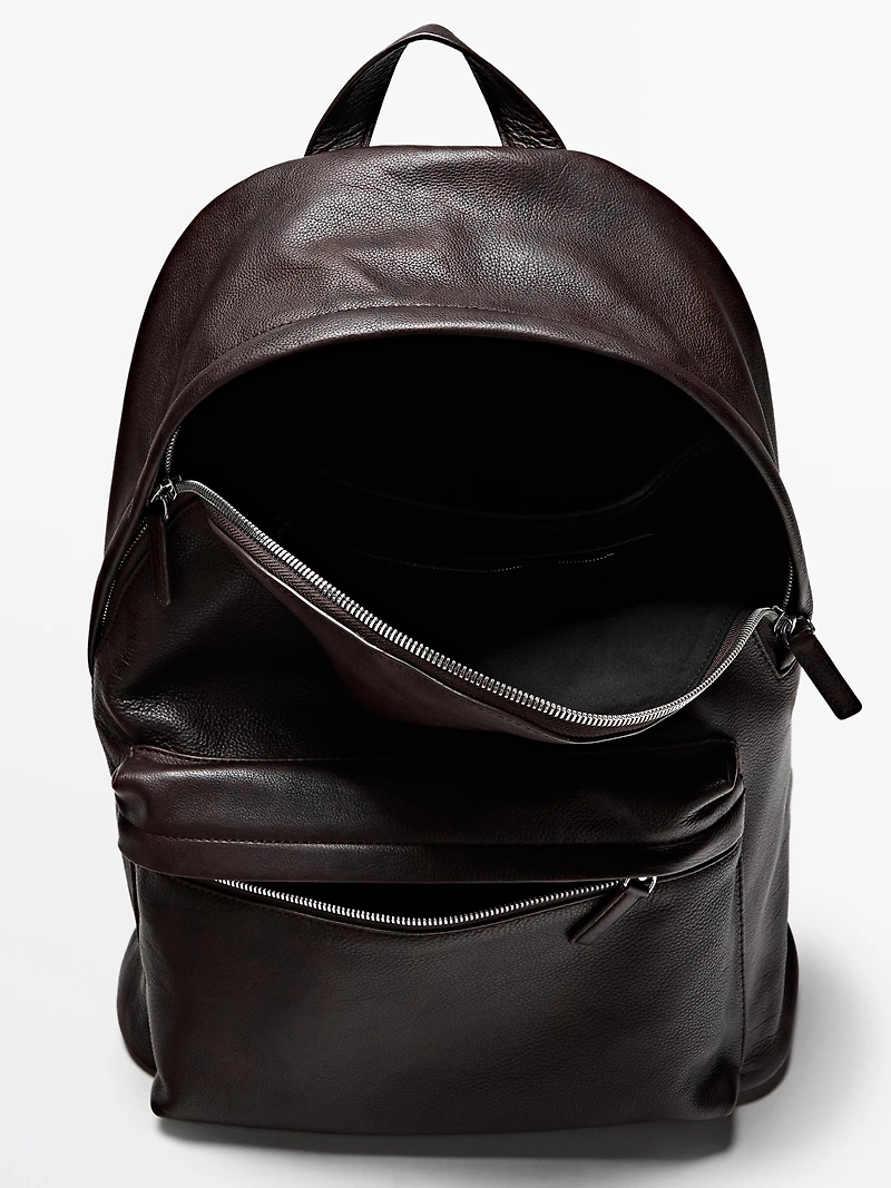 Nappa leather backpack with zip