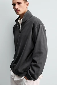 WASHED QUARTER-ZIP SWEATSHIRT