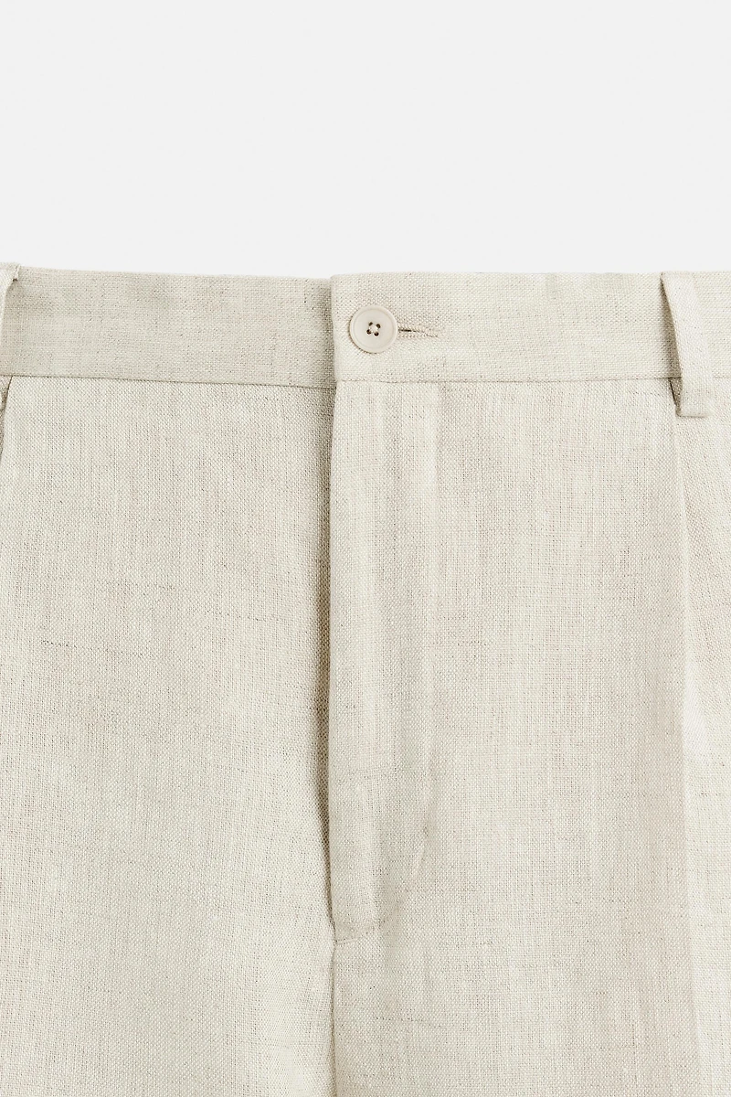 100% LINEN PLEATED PANTS