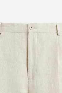 100% LINEN PLEATED PANTS