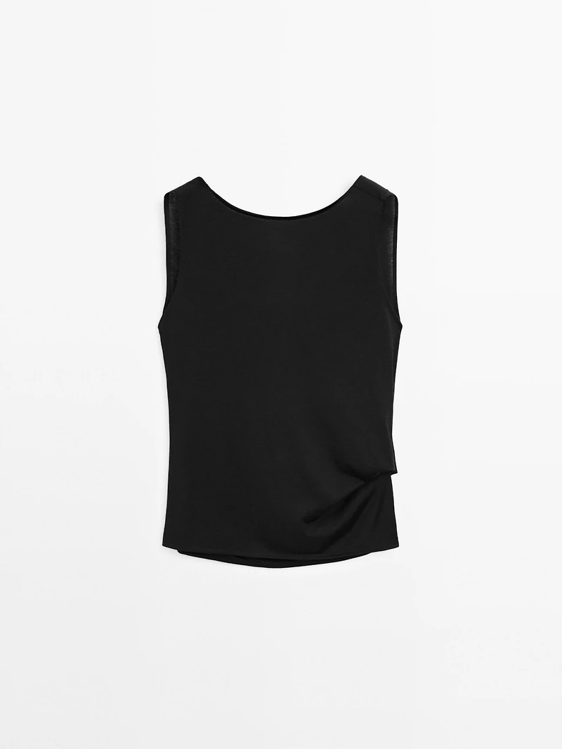 Top décolleté dos drapé 100 % coton