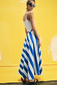 STRIPED MIDI SKIRT WITH BELT