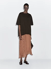 Long flowing skirt with checked detail