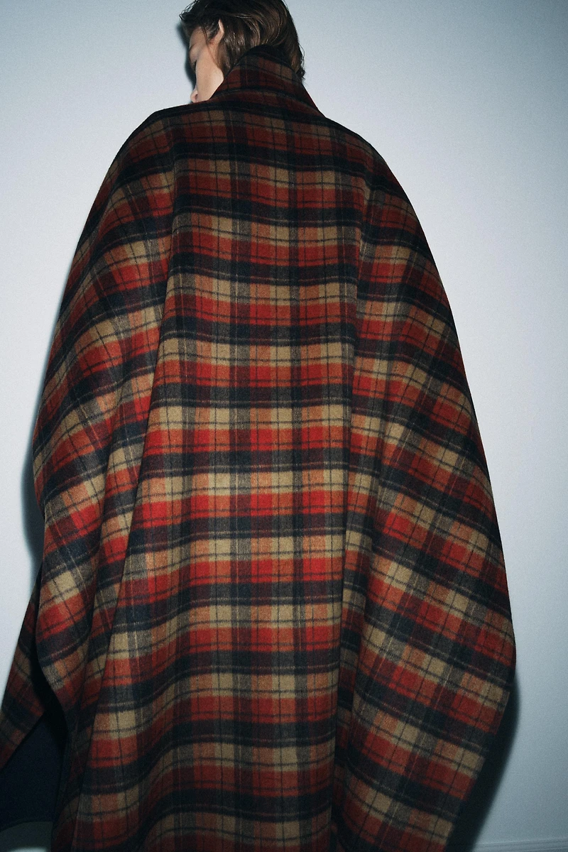 PLAID WOOL CAPE ZW COLLECTION LIMITED EDITION