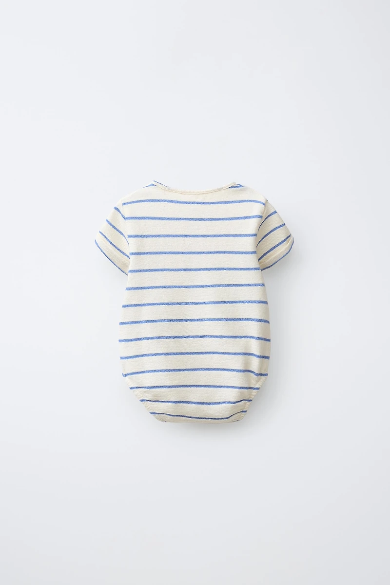 STRIPED HENLEY BODYSUIT