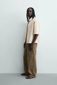 FAUX LEATHER RELAXED FIT OVERSHIRT