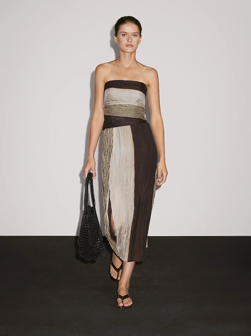 Strapless dress with gathered detail