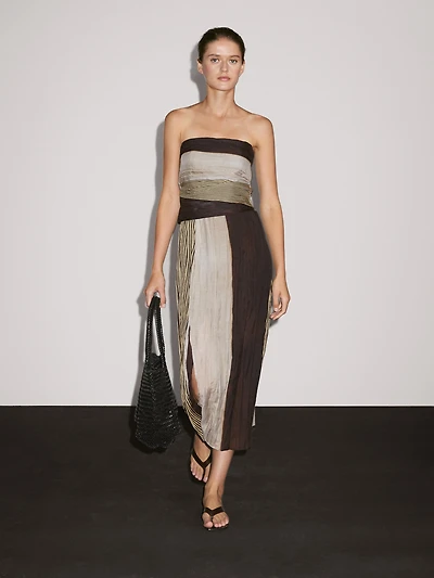 Strapless dress with gathered detail
