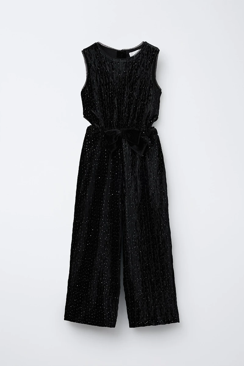 LONG SHIMMER VELVET JUMPSUIT