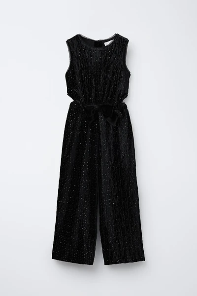 LONG SHIMMER VELVET JUMPSUIT