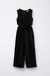 LONG SHIMMER VELVET JUMPSUIT