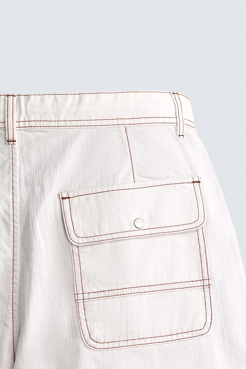 CONTRAST STITCH RELAXED FIT SHORTS
