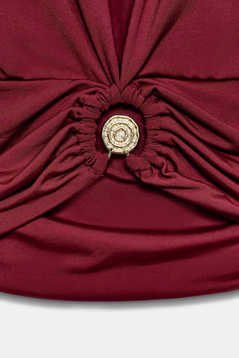 DRAPED POLYAMIDE TOP WITH HARDWARE