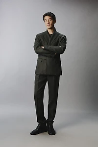 100% LINEN DOUBLE-BREASTED SUIT BLAZER