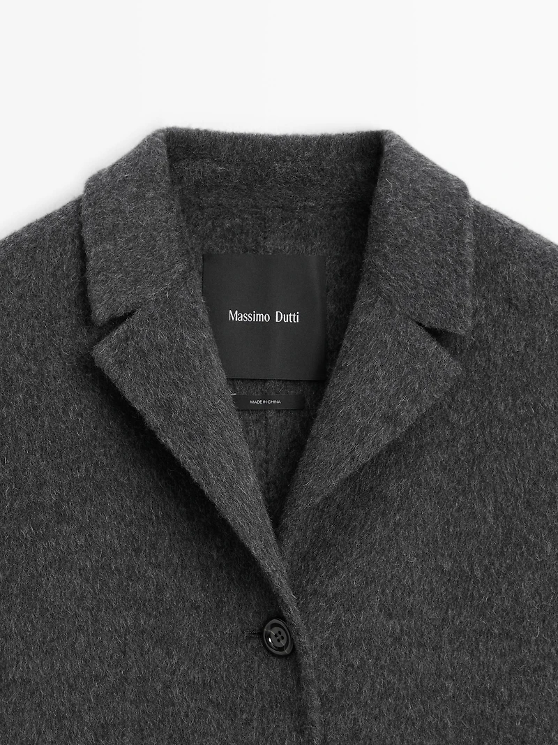 Manteau mi-long à revers en laine mélangée