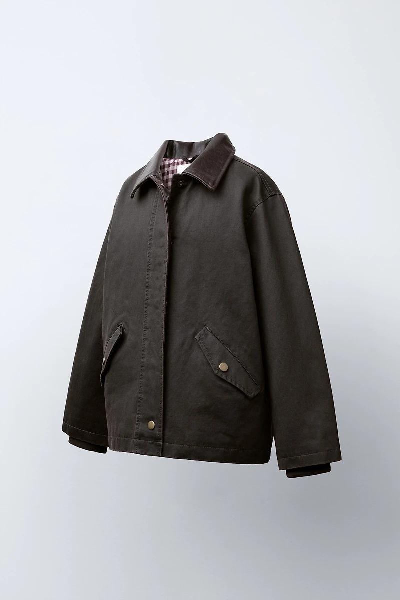 WAXED JACKET WITH FAUX FUR COLLAR