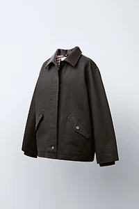 WAXED JACKET WITH FAUX FUR COLLAR