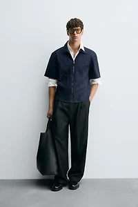 WRINKLED EFFECT ZIP-UP SHIRT