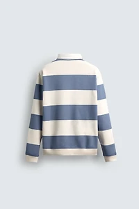 CONTRAST COLLAR POLO SWEATSHIRT
