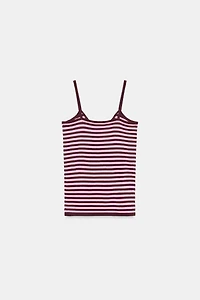 STRIPED KNIT STRAP TOP