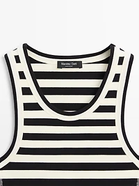 Sleeveless ribbed top with striped detail