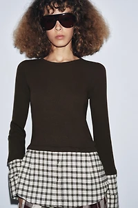 CONTRAST PLAID T-SHIRT