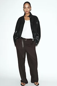 FAUX LEATHER PADDED BOMBER JACKET