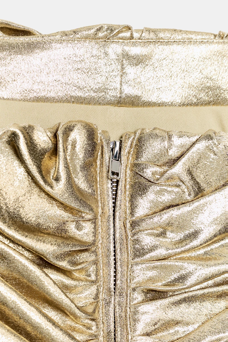 METALLIC EFFECT PLEATED CORSET TOP
